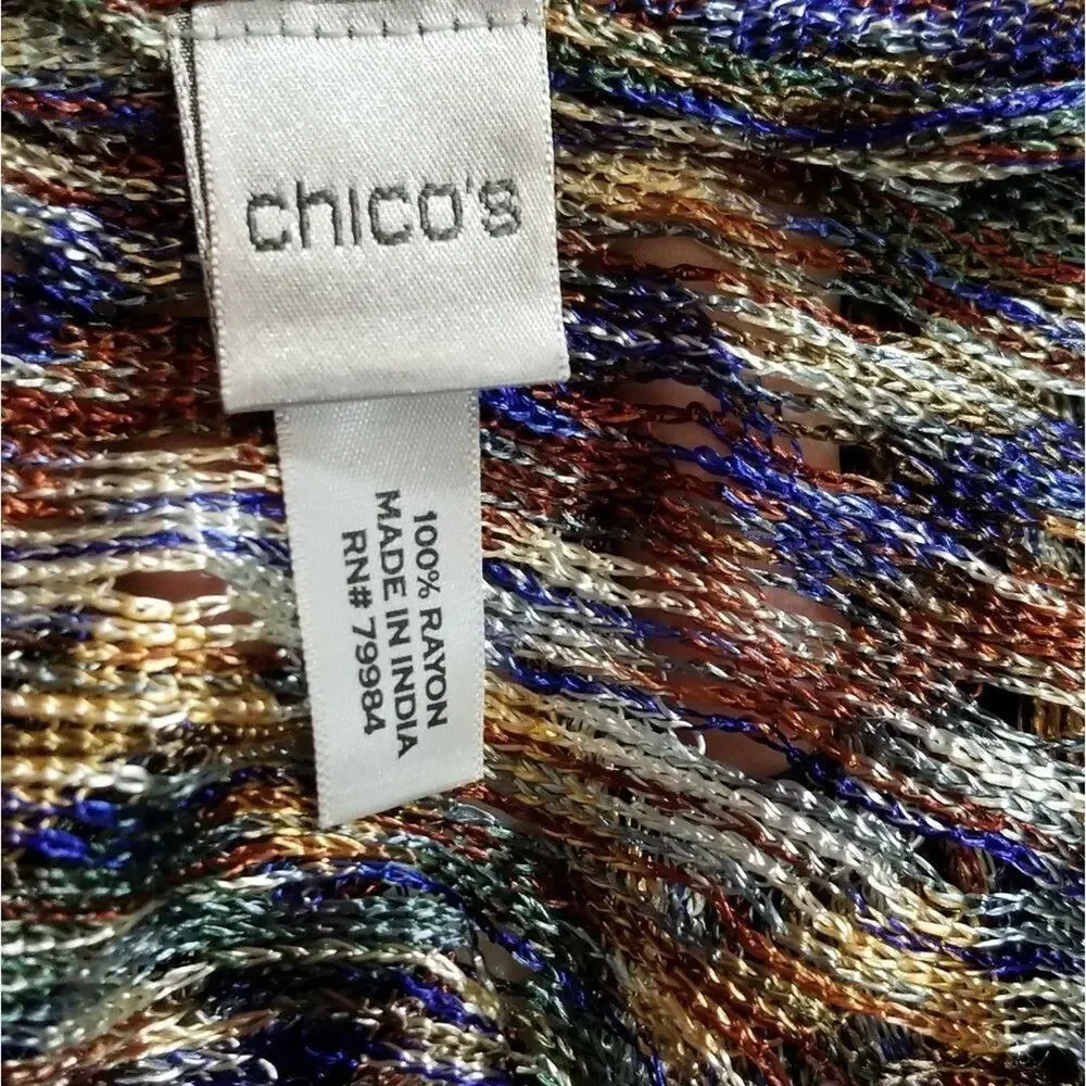 Chico's multi color fringed scarf‎ - Picture 3 of 3